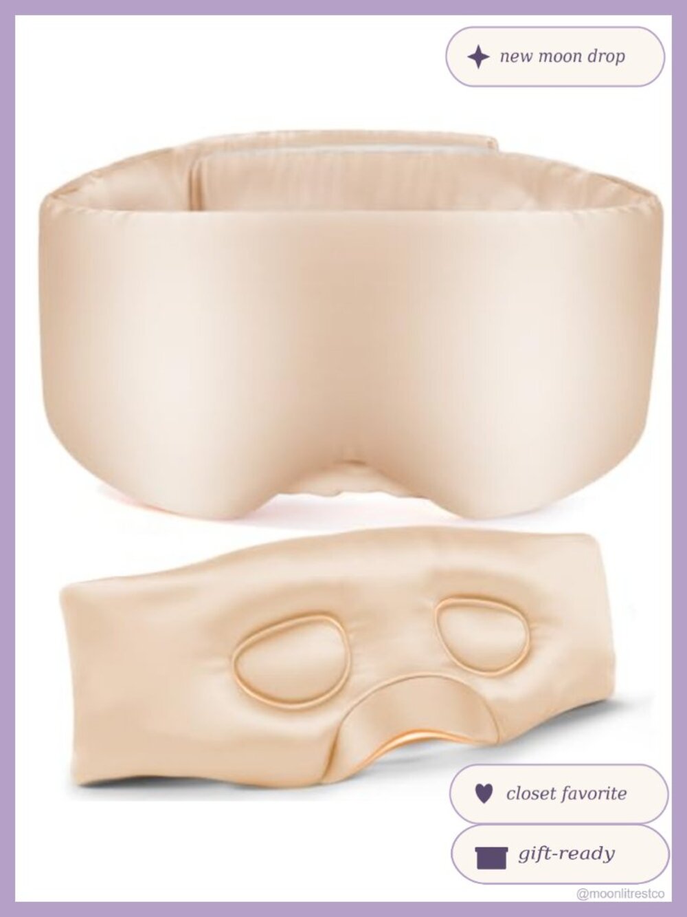 100% Mulberry Silk Sleep Mask 3D Contoured Blackout Eye Mask Adjustable